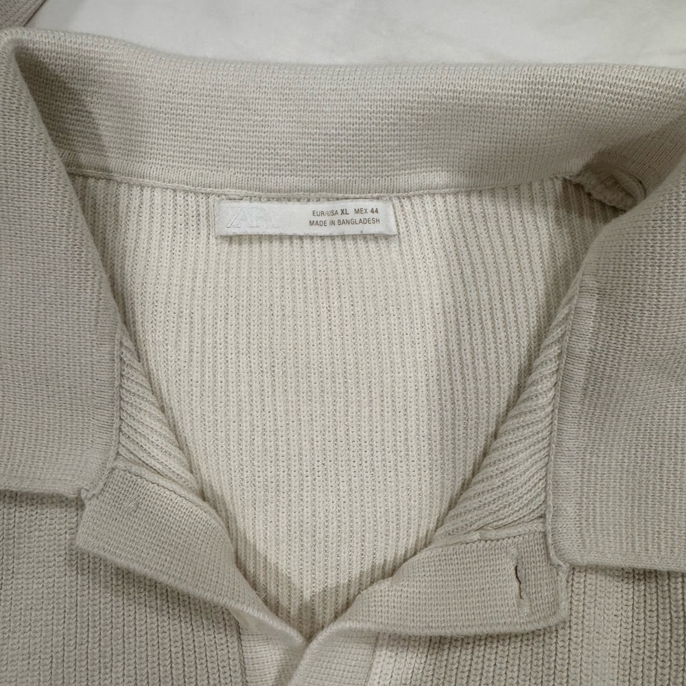 Cream Long Sleeve Polo Sweater - Picture 2 of 4